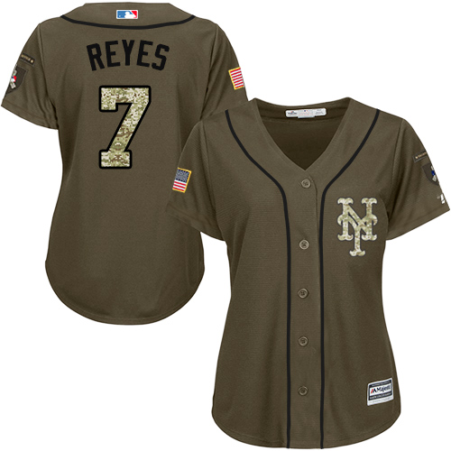 Mets #7 Jose Reyes Green Salute to Service Women's Stitched MLB Jersey